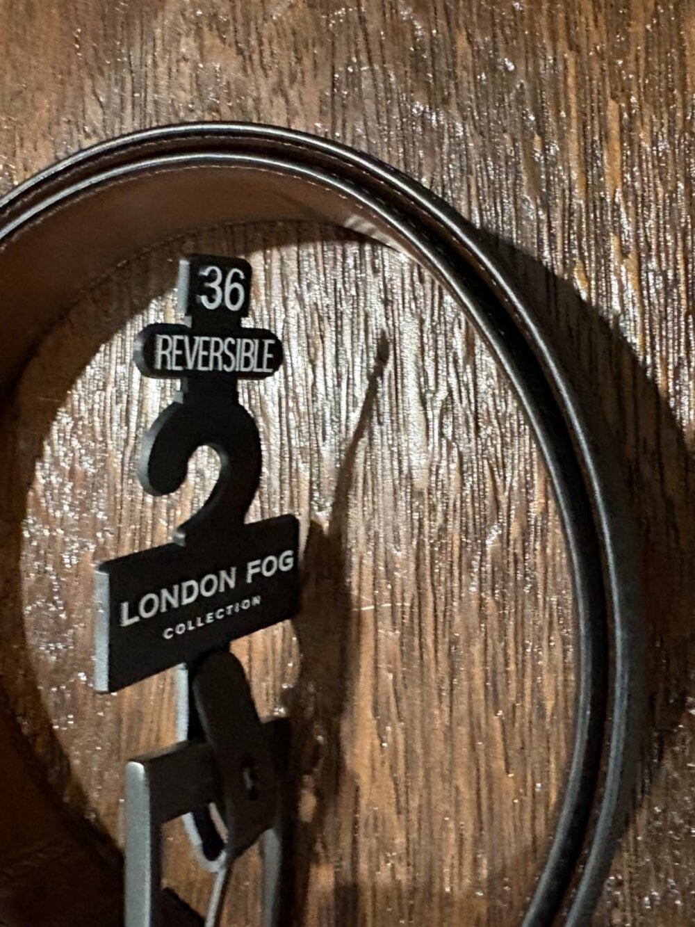 London Fog Reversible Black Brown Belt sz 36 NWT NEW
